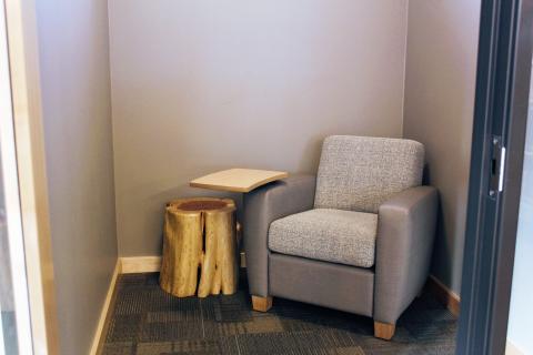 Reading Room with chair and side table at Southern Wasco Library