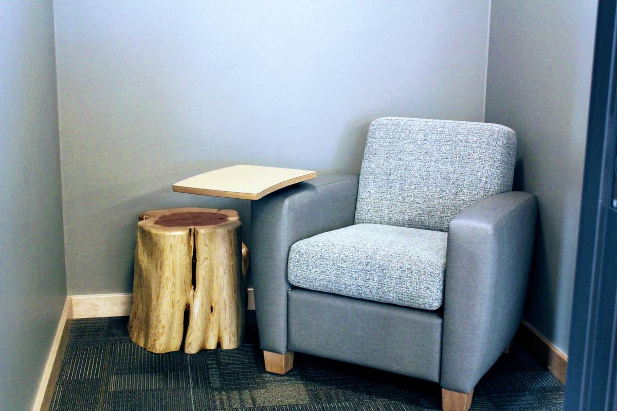 Reading Room with chair and side table at Southern Wasco Library